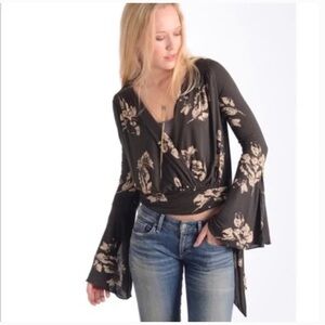 Free People Floral Wrap Top